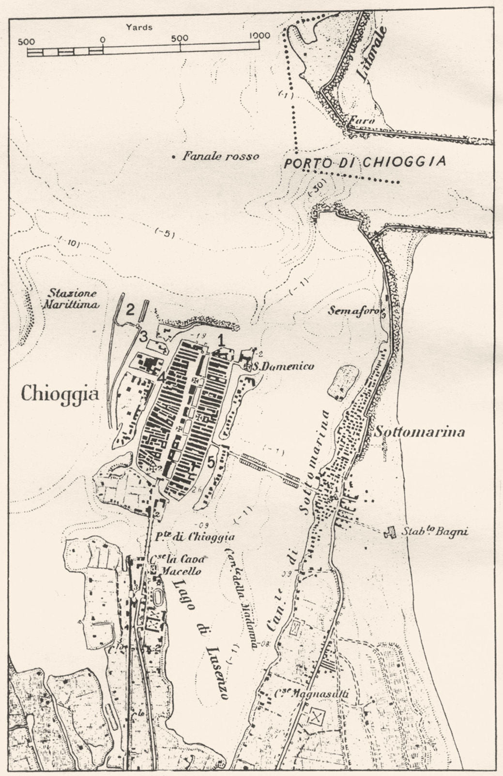 ITALY. Chioggia sketch map 1945 old vintage plan chart